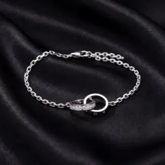 Cartier LOVE bracelet, on chain, half-paved