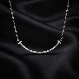 Tiffany T, Smile Small Paved Necklace