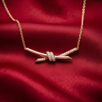 Tiffany Knot half-paved Necklace Gold Filled
