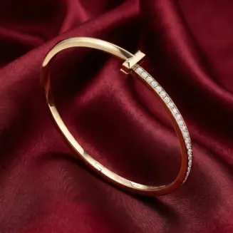 Tiffany T, T1 Narrow Half-Pavé Hinged Bracelet Gold Filled