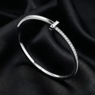 Tiffany T, T1 Narrow Half-Pavé Hinged Bracelet